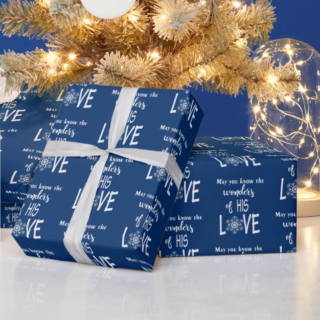 Religious Christmas Quote On Blue Wrapping Paper (Holidays)