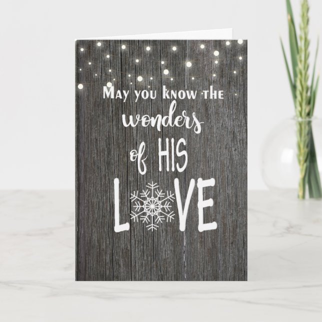 Religious Christmas Quote on Wood  Holiday Card (Front)