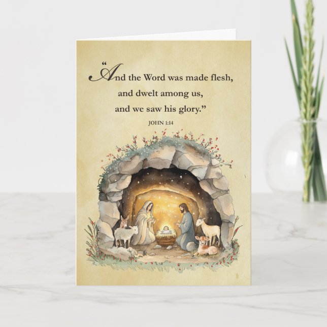 Religious Christmas Rustic Nativity Scene Card (Front)