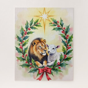 Religious Christmas The Lion and the Lamb and Star Jigsaw Puzzle