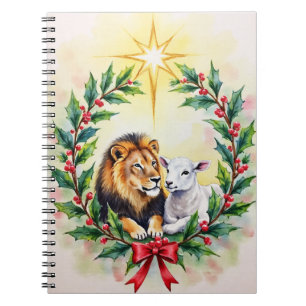 Religious Christmas The Lion and the Lamb with Sta Notebook