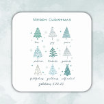 Religious Christmas Trees Boho Minimal Scripture Square Sticker<br><div class="desc">Share your love and faith with friends and family this Christmas season with a modern boho design of Christmas trees combined with the fruits of the spirit from Galatians 5:22-23. Using shades of blue and green to create a joyful sticker to add to your envelopes, gifts, etc. for the holidays....</div>