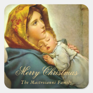 Religious Christmas Virgin Mary and Jesus Gift Tag