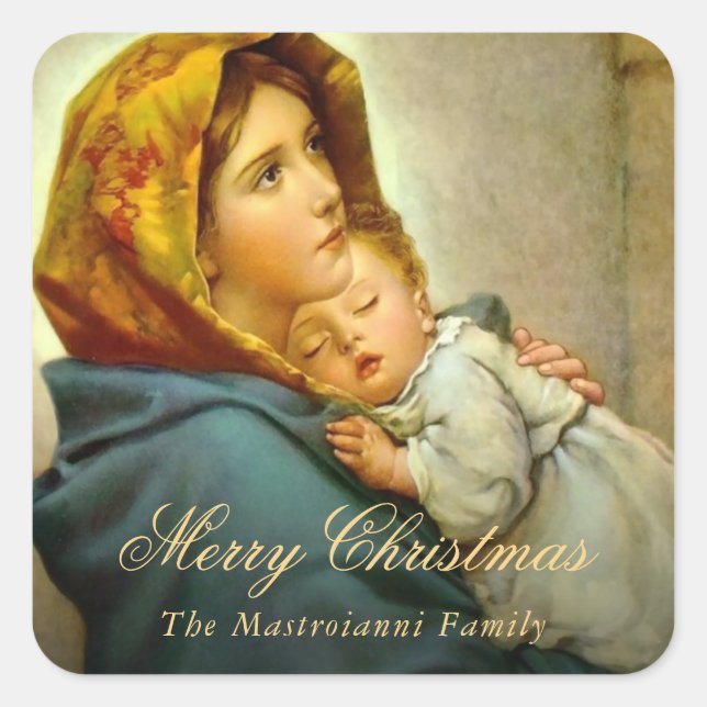 Religious Christmas Virgin Mary and Jesus Gift Tag (Front)