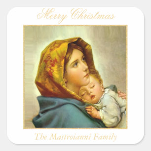 Religious Christmas Virgin Mary and Jesus Gift Tag