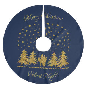 Religious Christmas Virgin Mary, St. Joseph, Jesus Brushed Polyester Tree Skirt