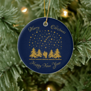 Religious Christmas Virgin Mary, St. Joseph, Jesus Ceramic Tree Decoration