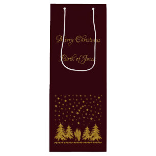 Religious Christmas Virgin Mary, St. Joseph, Jesus Wine Gift Bag