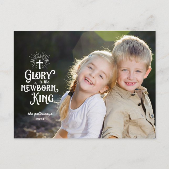 Religious Christmas White Overlay Full Photo Postcard (Front)