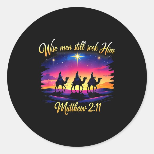 Religious Christmas Wise Men Still Seek Him 3 King Classic Round Sticker (Front)