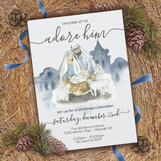 Religious Christmas with baby Jesus, Mary & Joseph Invitation (Creator Uploaded)