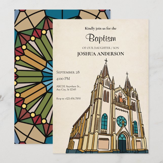 Religious Church Baptism  Invitation (Front/Back)