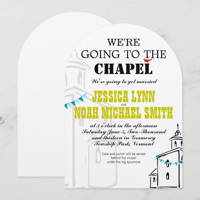 Religious Church We're going to the Chapel Wedding Invitation (Front/Back)