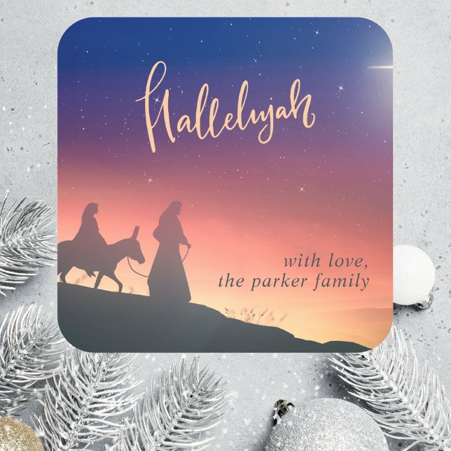 Religious Colourful Watercolor Elegant Christmas Square Sticker (Creator Uploaded)