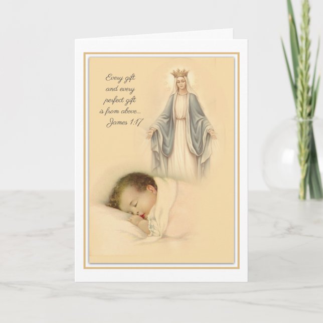 Religious Congratulations New Baby Virgin Mary Card (Front)