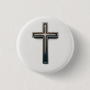 Religious Cross 3 Cm Round Badge