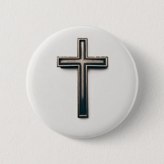 Religious Cross 6 Cm Round Badge (Front)