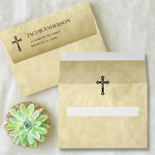 Religious Cross Antique Vintage Old Paper Address Envelope