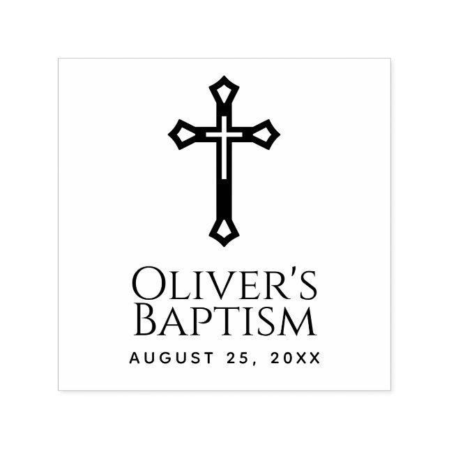 Religious Cross Baptism Christening Custom Name  Self-inking Stamp (Design)