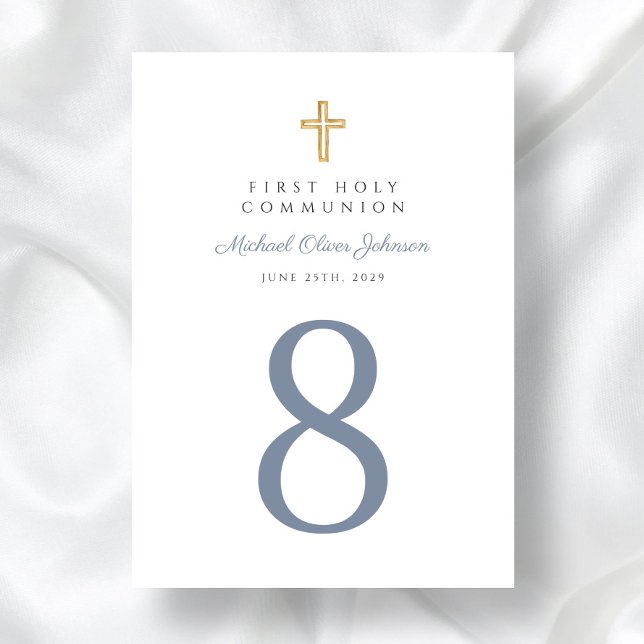 Religious Cross Blue Boy First Communion Table Number (Religious Cross Blue Boy First Communion Table Number)