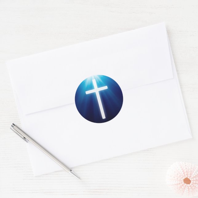 Religious Cross | Christian Classic Round Sticker (Envelope)