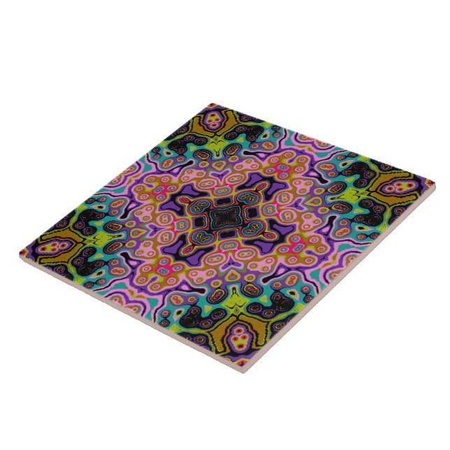 Religious Cross fractal colourful kaleida art  Tile (Side)
