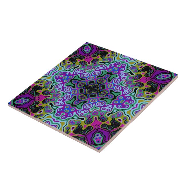 Religious Cross fractal colourful kaleida art  Tile (Side)