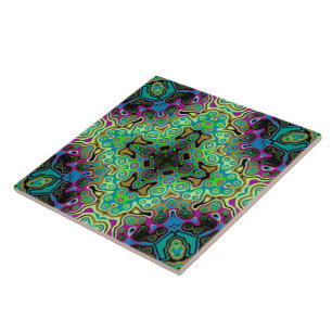 Religious Cross fractal colourful kaleida art  Tile