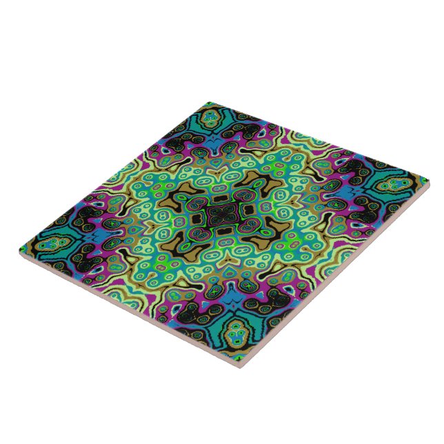 Religious Cross fractal colourful kaleida art  Tile (Side)