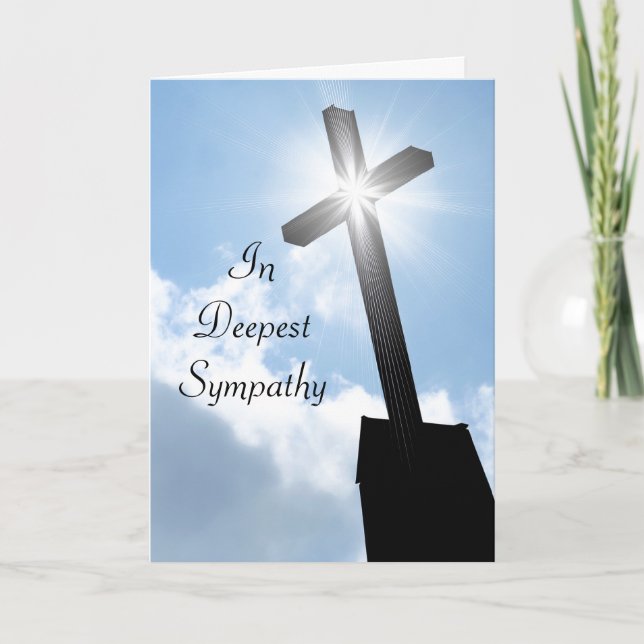 Religious Cross In Deepest Sympathy Greeting Card (Front)