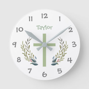 Religious Cross Kids Nursery Wall Clock