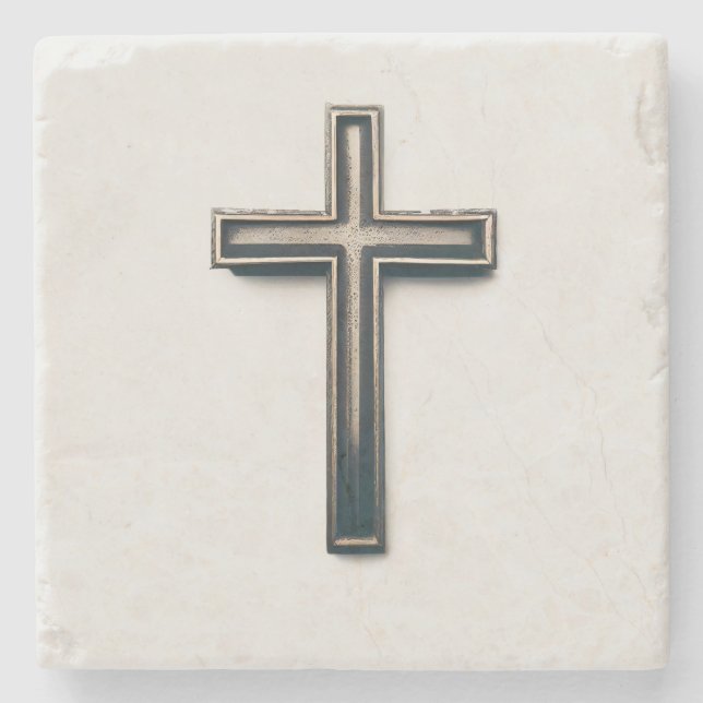 Religious Cross Stone Coaster (Front)