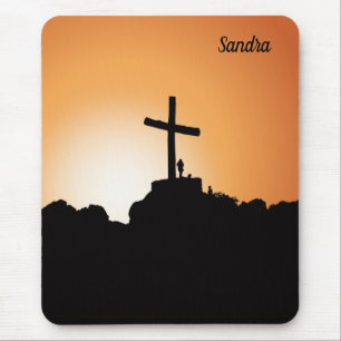 Religious Cross Sunset Christian Mouse Mat
