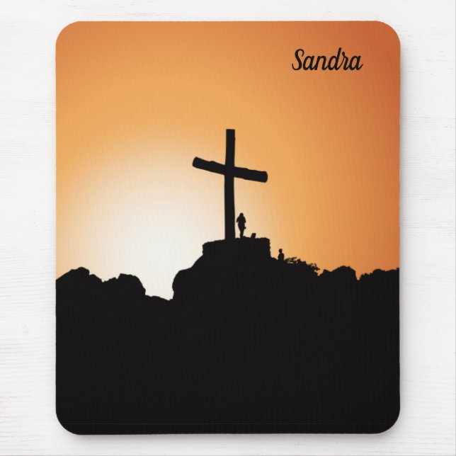 Religious Cross Sunset Christian Mouse Mat (Front)