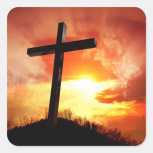 Religious Crosses at Sunset Easter Stickers