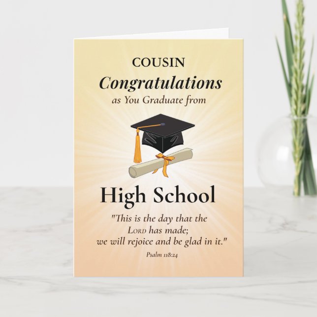 Religious Custom Relation High School Graduation Card (Front)