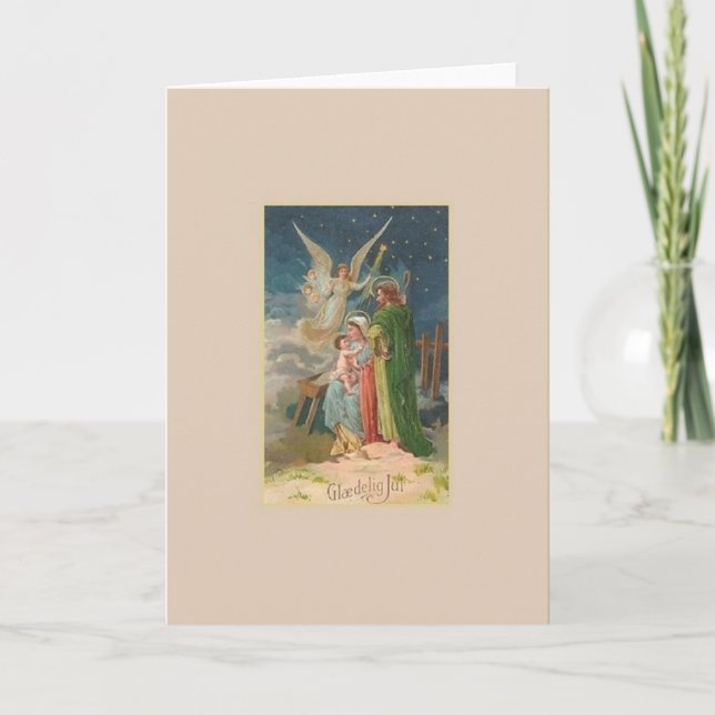 Religious Danish Glædelig Jul Christmas Card (Front)