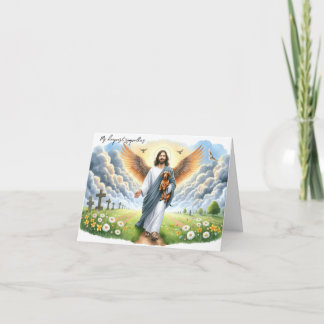 Religious Dog Loss Sympathy-Jesus with Dachshund  Card