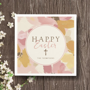 Religious Easter Brunch Modern Pink Floral Napkin