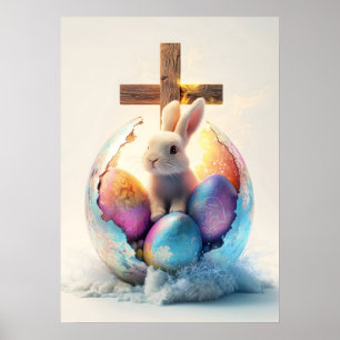 Religious Easter Bunny Cross Wall Art