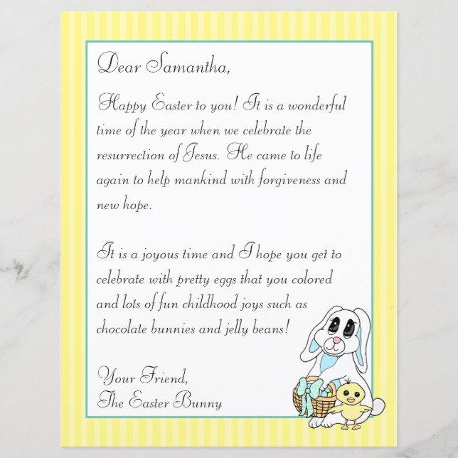 Religious Easter Bunny Letter for your Kids Flyer (Front)