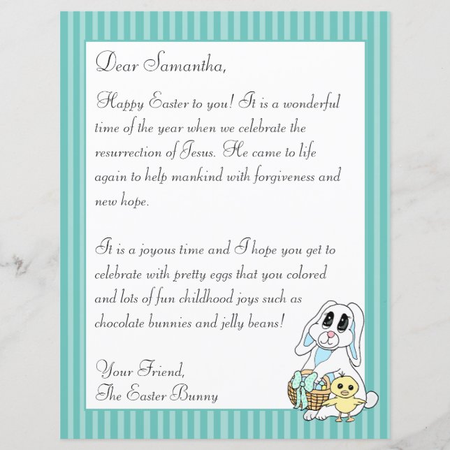Religious Easter Bunny Letter for your Kids Flyer (Front)