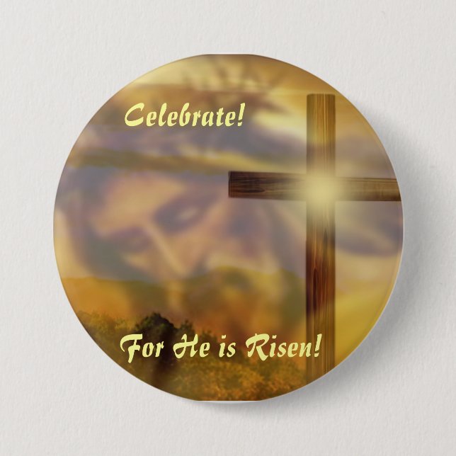 Religious Easter Button "He is Risen" (Front)