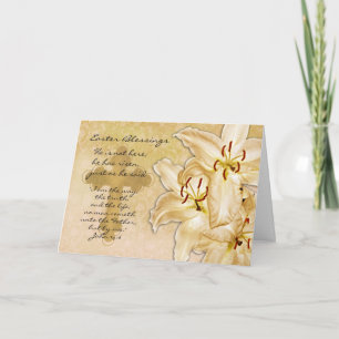 Religious Easter Card - He Has Risen - Cream Lilie