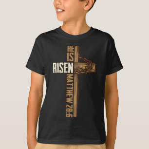 Religious Easter Cross He Is Risen Jesus Christian T-Shirt