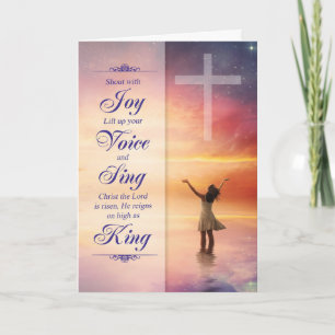 Religious Easter Cross Isaiah 24:14 Card