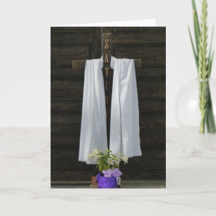 Religious Easter Greeting Card, Wooden Cross Holiday Card