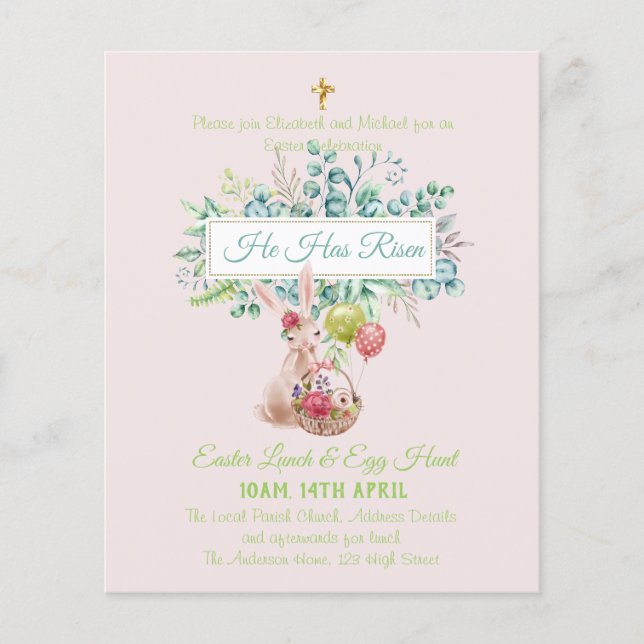 Religious Easter Invitation Budget (Front)