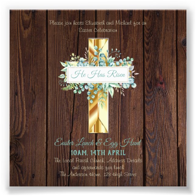 Religious Easter Invitation Budget Photo Print (Front)
