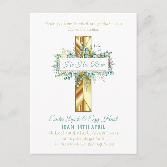 Religious Easter Invitation Budget Postcard (Front)